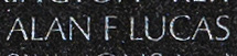 Engraving on The Wall of the name of Specialist Four Alan F. Lucas, U.S. Army